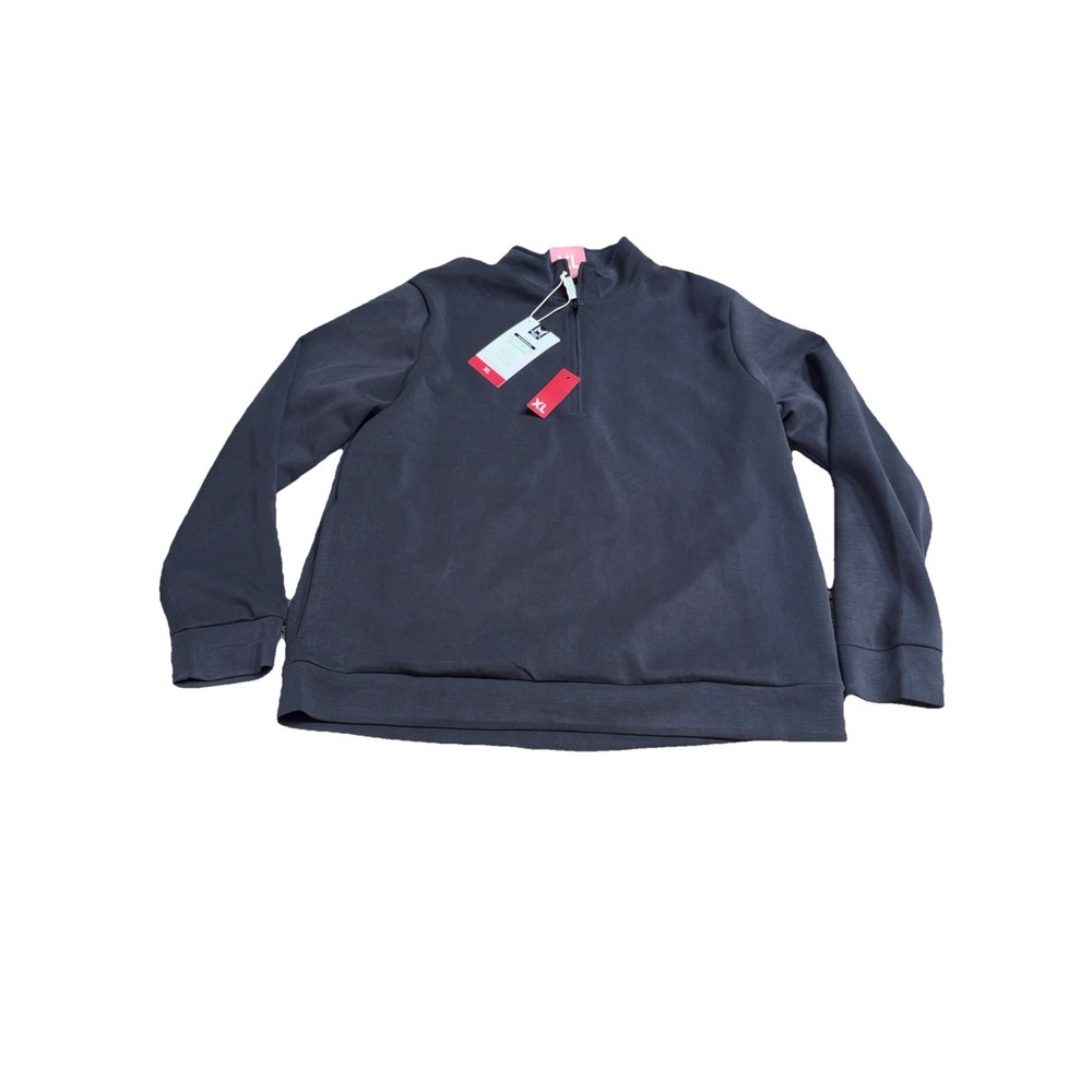 NWT Men's MEMBERS MARK Black‎ Sandwash Quarter Zip Pullover XL